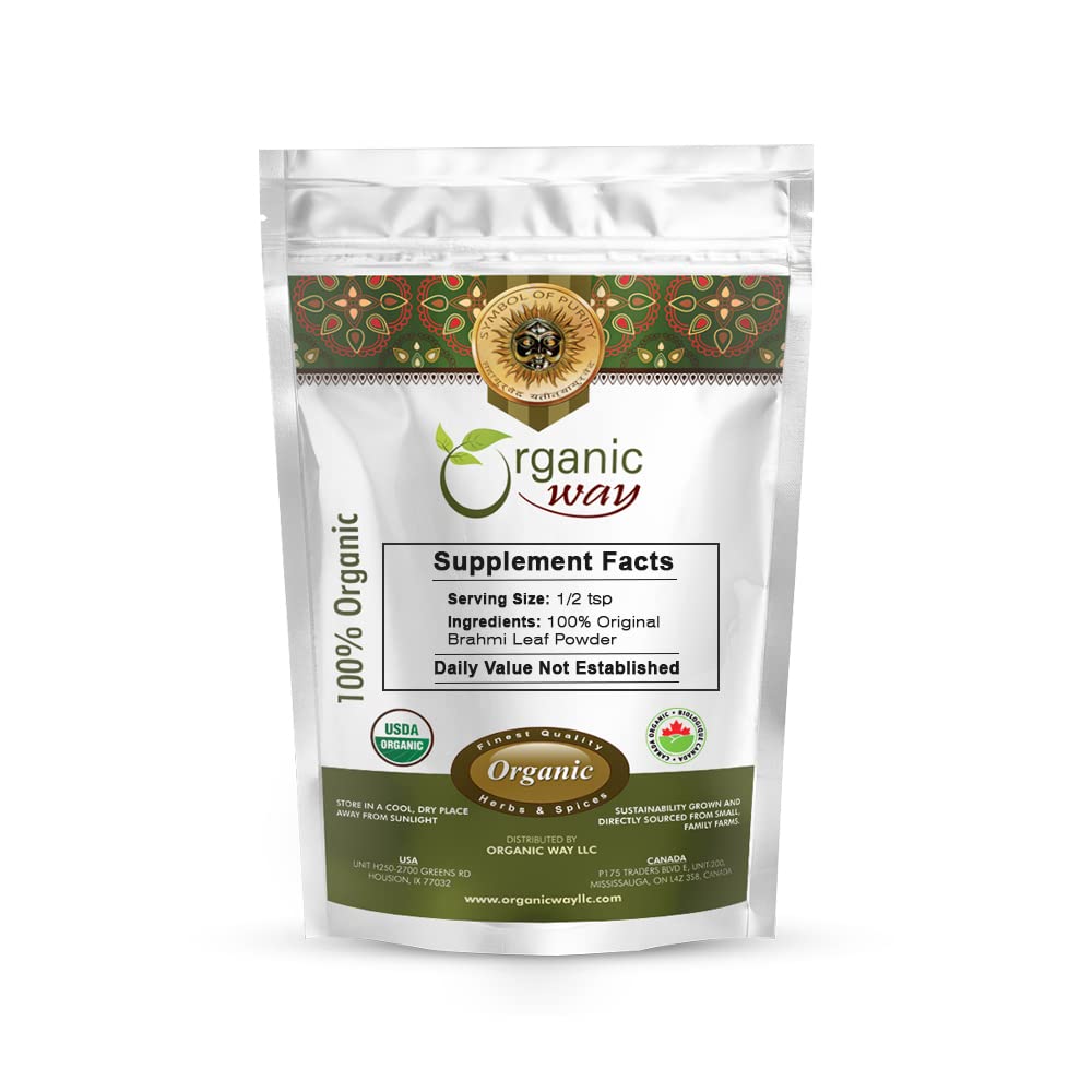 Organic Brahmi Leaf Powder (Bacopa Monnieri) - USDA Certified Organic, Kosher, Vegan, Non-GMO, Gluten-Free | 8 Oz | Memory & Brain Support Supplement | Perfect for Smoothies, Teas & Ayurvedic Remedies