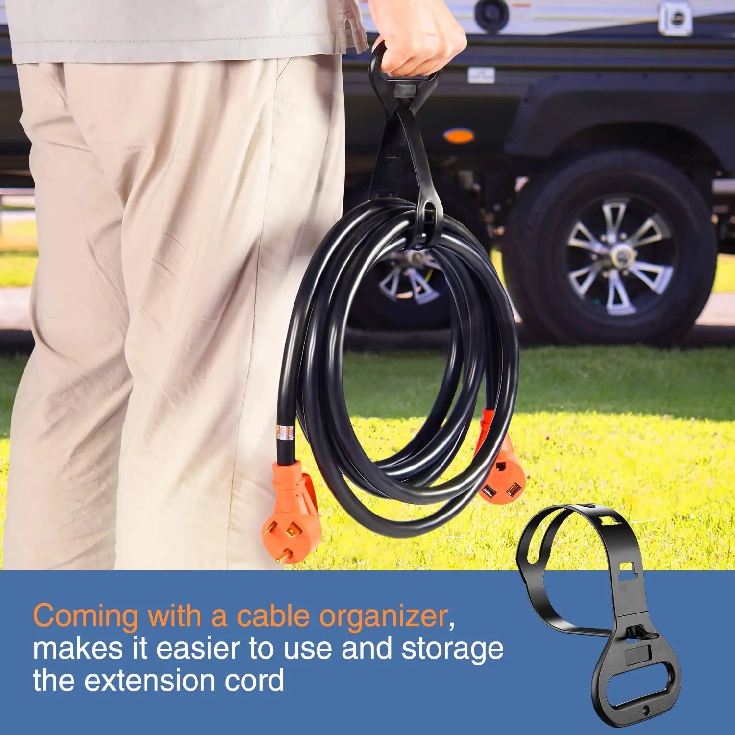 30 Amp 15FT RV Extension Cord - Heavy Duty Power Cable for Camper, Trailer & Motorhome - Outdoor & Camping Use