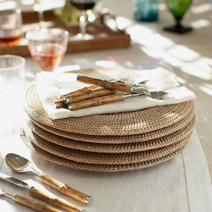 Caspari Rattan Round Charger Plate - 12