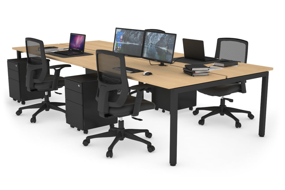 Quadro Square Legs 4-Person Office Workstation Desk - 1800mm x 700mm (71