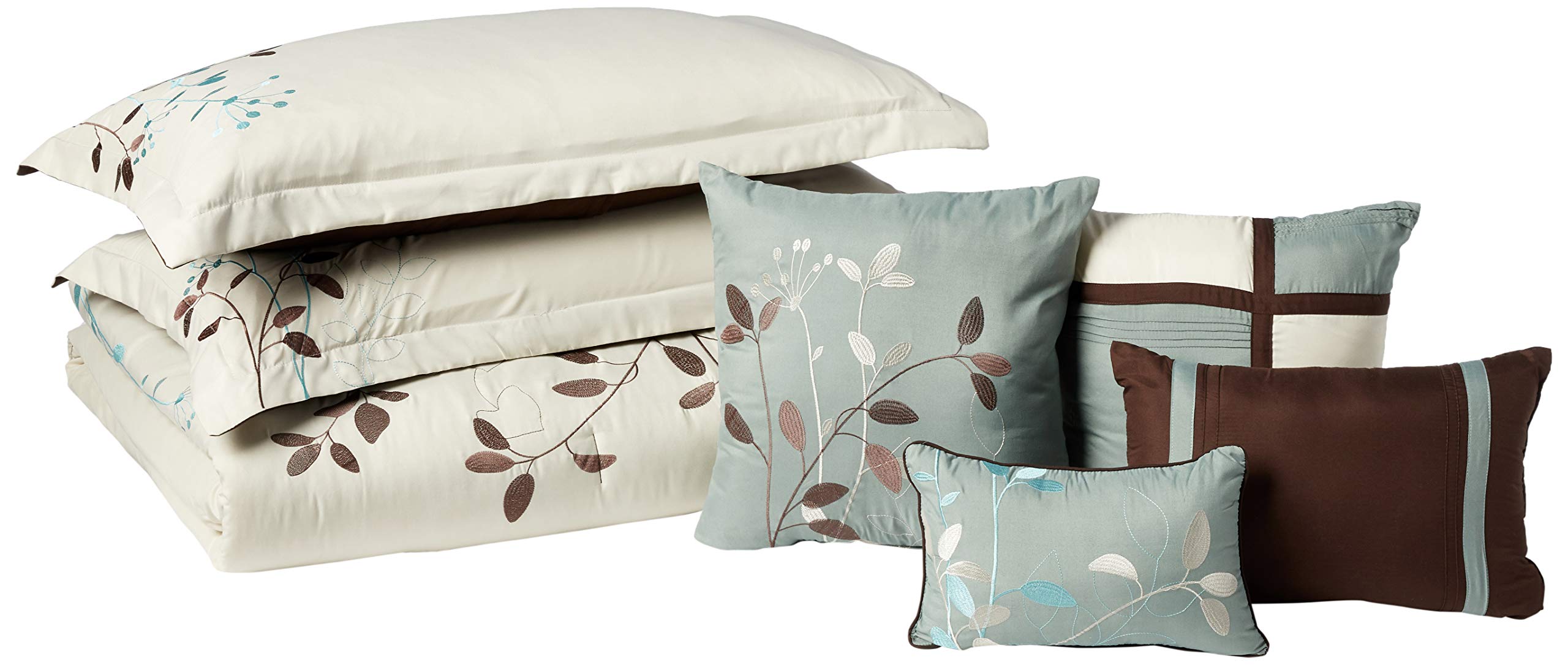 Chic Home Bliss Garden 8-Piece Embroidered King Size Comforter Set in Beige - Luxury Bedding for Master Bedroom & Guest Room Decor