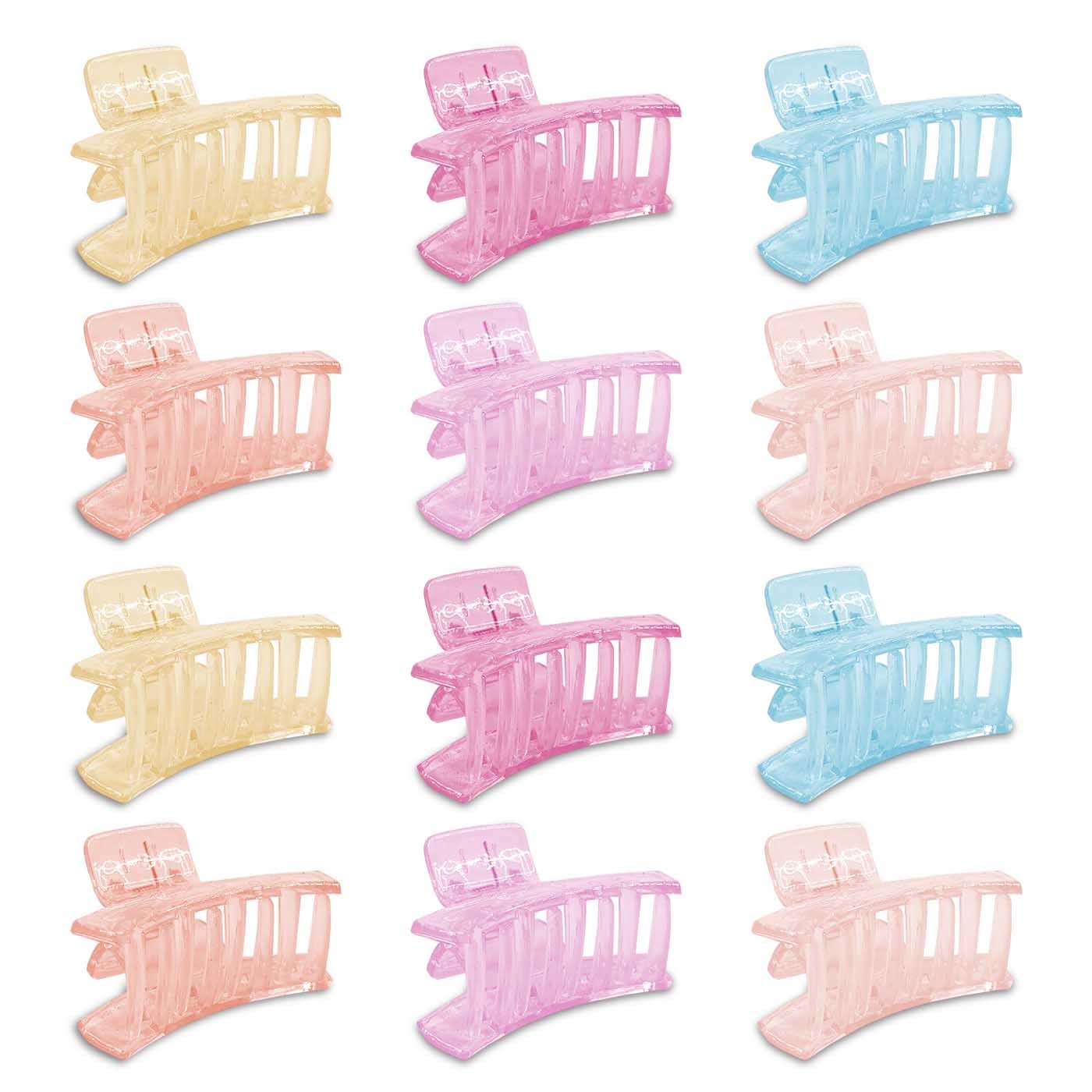 Stylish Crystal Glossy Hair Claw Clips for Women - 12 Pack Multicolor Hair Clips for Effortless Everyday Hairstyles | Perfect for Work, Gym, and Casual Outings