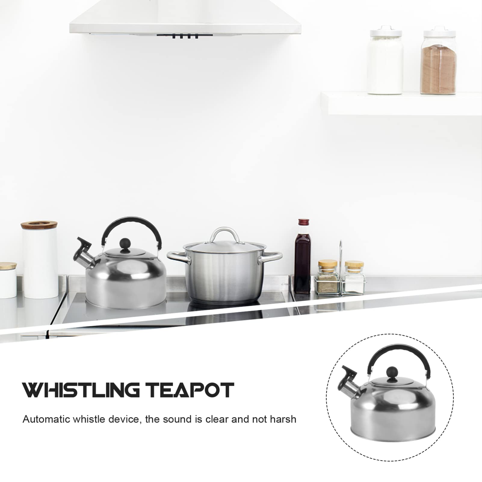 2L Stainless Steel Stovetop Tea Kettle - Flat Bottom Water Boiler for Gas & Electric Stoves - Perfect for Tea Brewing, Coffee Making & Hot Water Dispensing