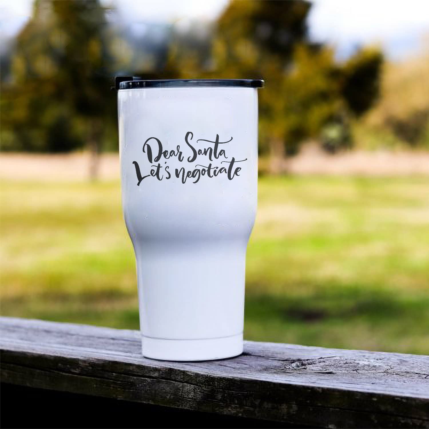 Dear Santa Let's Negotiate Tumbler - 30oz Stainless Steel Insulated Travel Mug for Coffee & Tea, Christmas Holiday Themed Cute Kitchen Decor - Perfect for Office, Home, Gifts & Winter Adventures