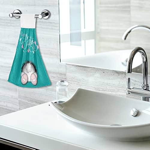 Super Absorbent Cute Bunny Foot Tail Kitchen Oven Towels - 2 Pack Easter Hand Towels with Loops for Hanging | Dishcloth, Tea Towel & Bar Mop for Kitchen, Bathroom & Tabletop | Perfect for Easter Decor, Dish Drying & Home Cleaning