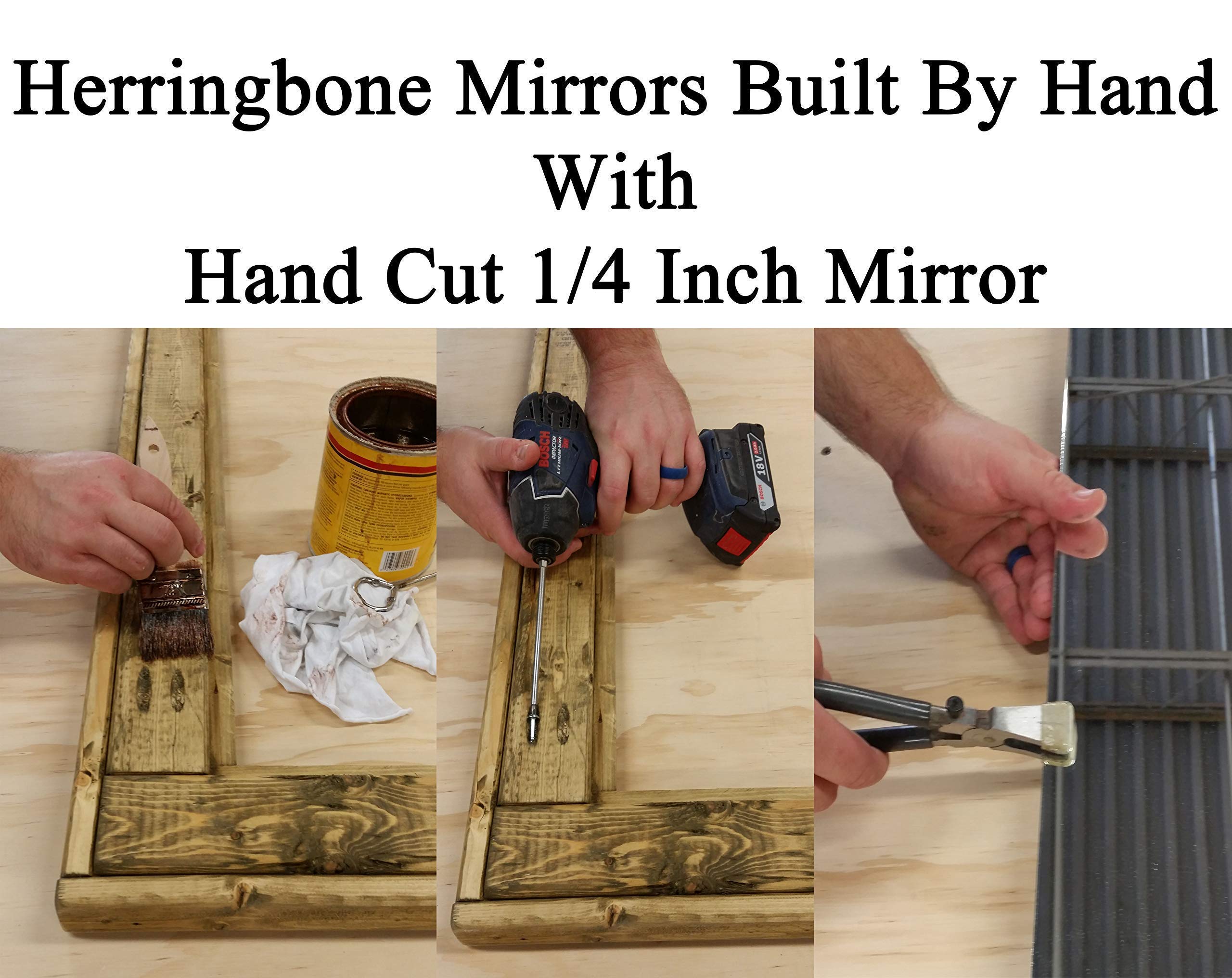 Millwood Wall Mirror with Rustic Hooks - Customizable Dark Walnut Entryway Mirror with 5 Coat Hooks - Farmhouse Decor for Hanging Keys, Hats & Jackets - Perfect for Hallway, Bedroom or Mudroom Organization
