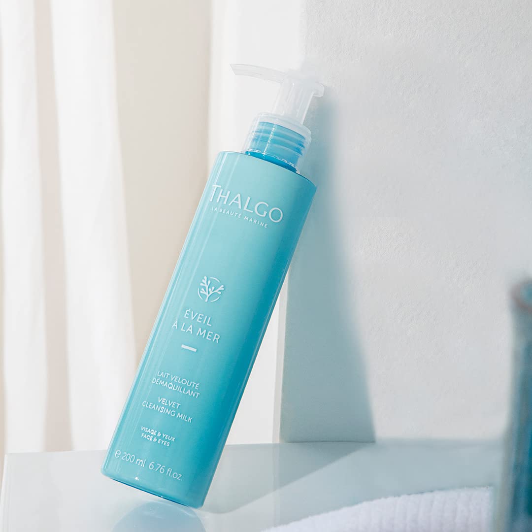 Thalgo Velvet Cleansing Milk - Gentle Face Wash with Castor & Grape Seed Oils for Soft, Hydrated Skin - 200ml - Perfect for Daily Skincare Routine & Sensitive Skin Care