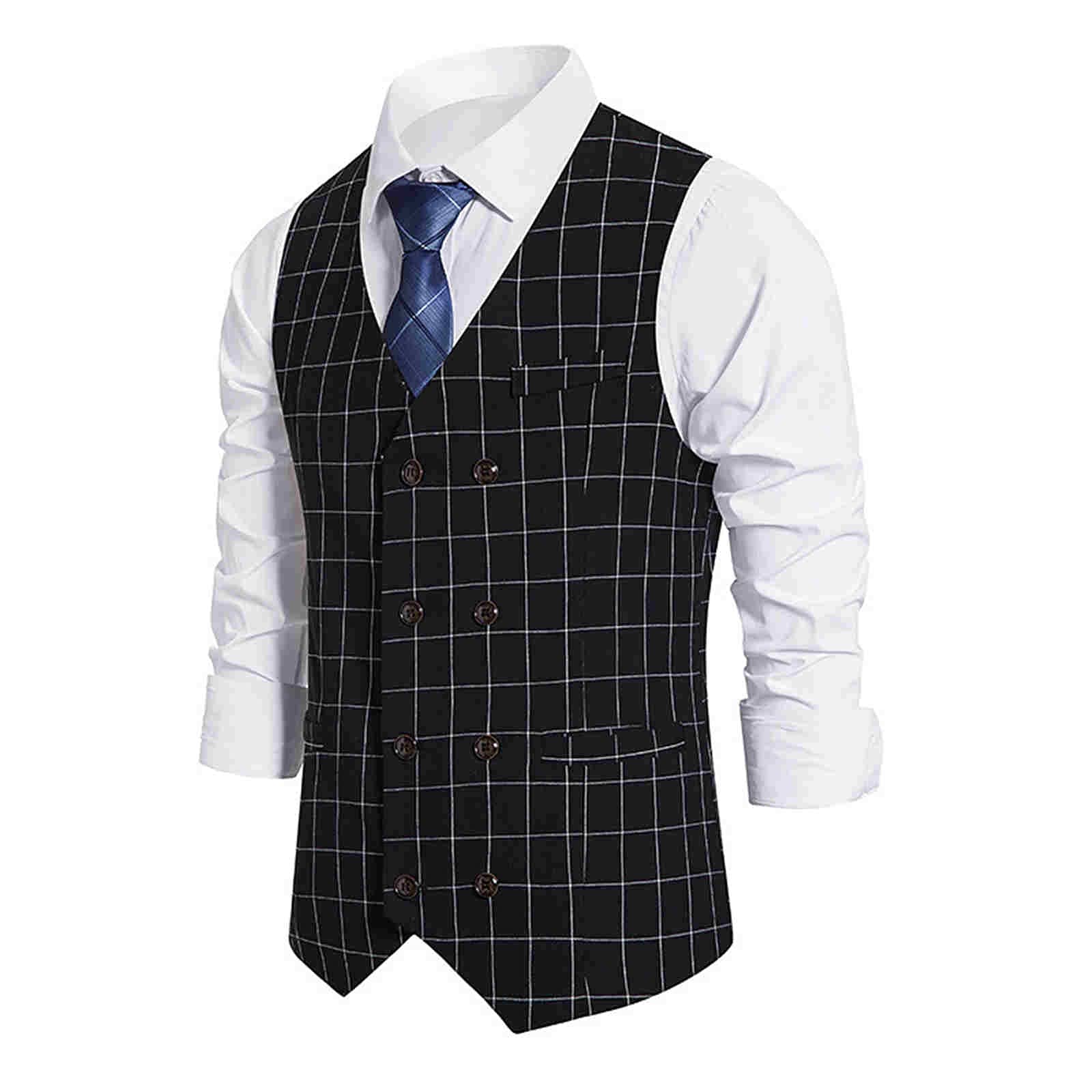 Men's Casual Retro Plaid Single-Breasted Suit Vest for Autumn & Winter | Formal & Business Attire | Office Wear, Wedding, Party Outfits