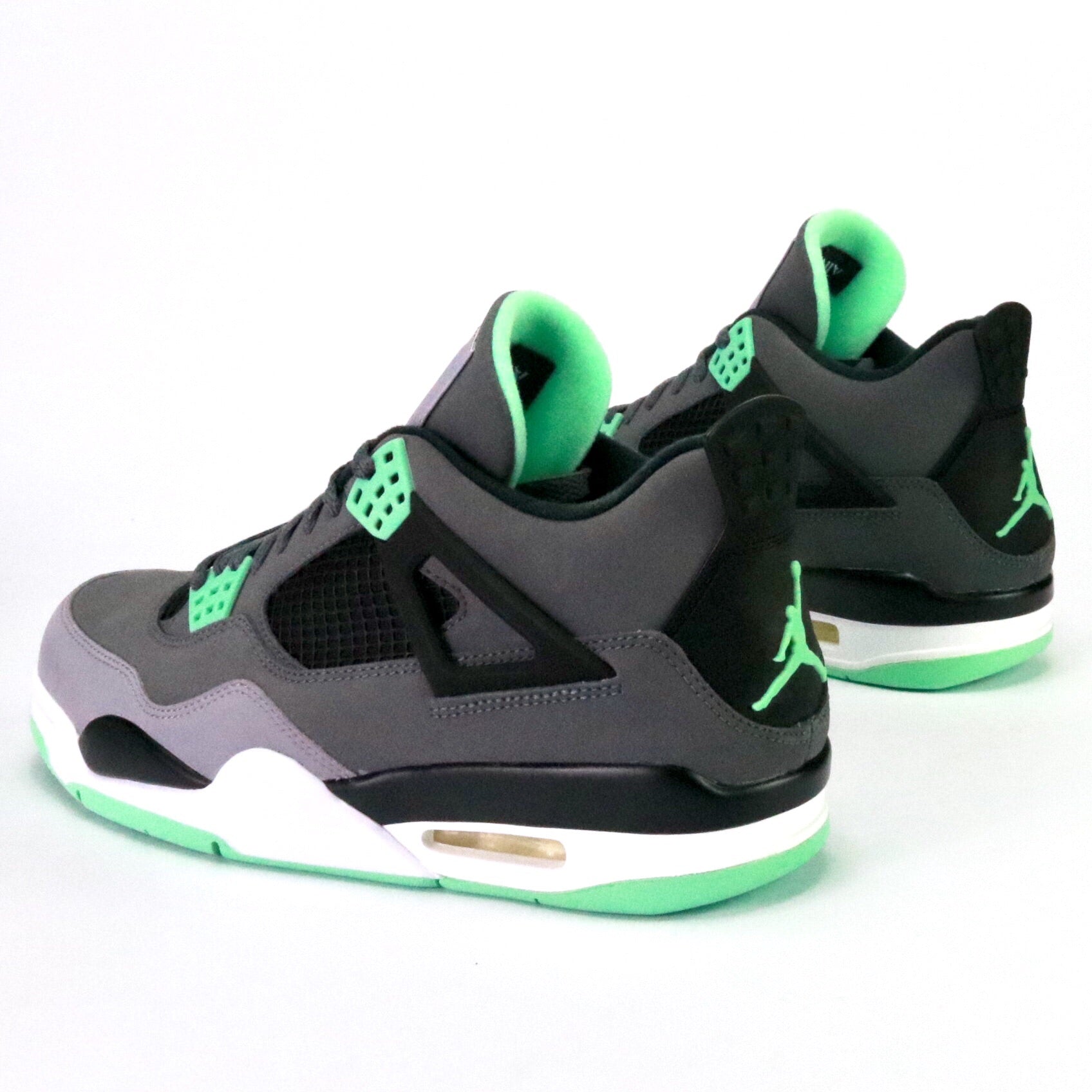 Air Jordan 4 Retro 'Green Glow' Men's Basketball Shoes - Dark Grey, Green Glow & Cement Grey Colorway - Perfect for Streetwear, Sneaker Collecting and Casual Fashion