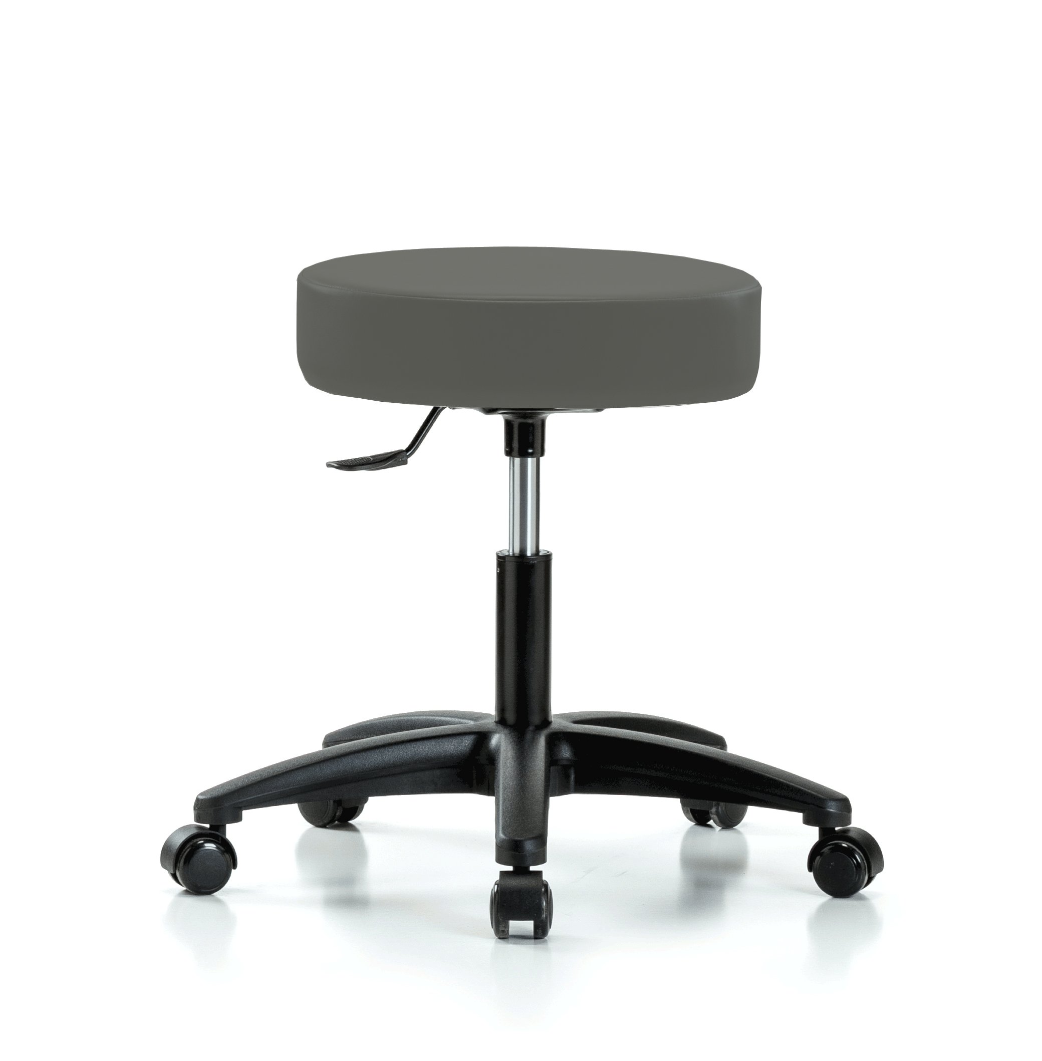 Adjustable Swivel Stool with Rolling Perch Seat - Charcoal Vinyl Upholstery for Hardwood & Tile Floors - Perfect for Standing Desks, Kitchen Islands & Home Office Use