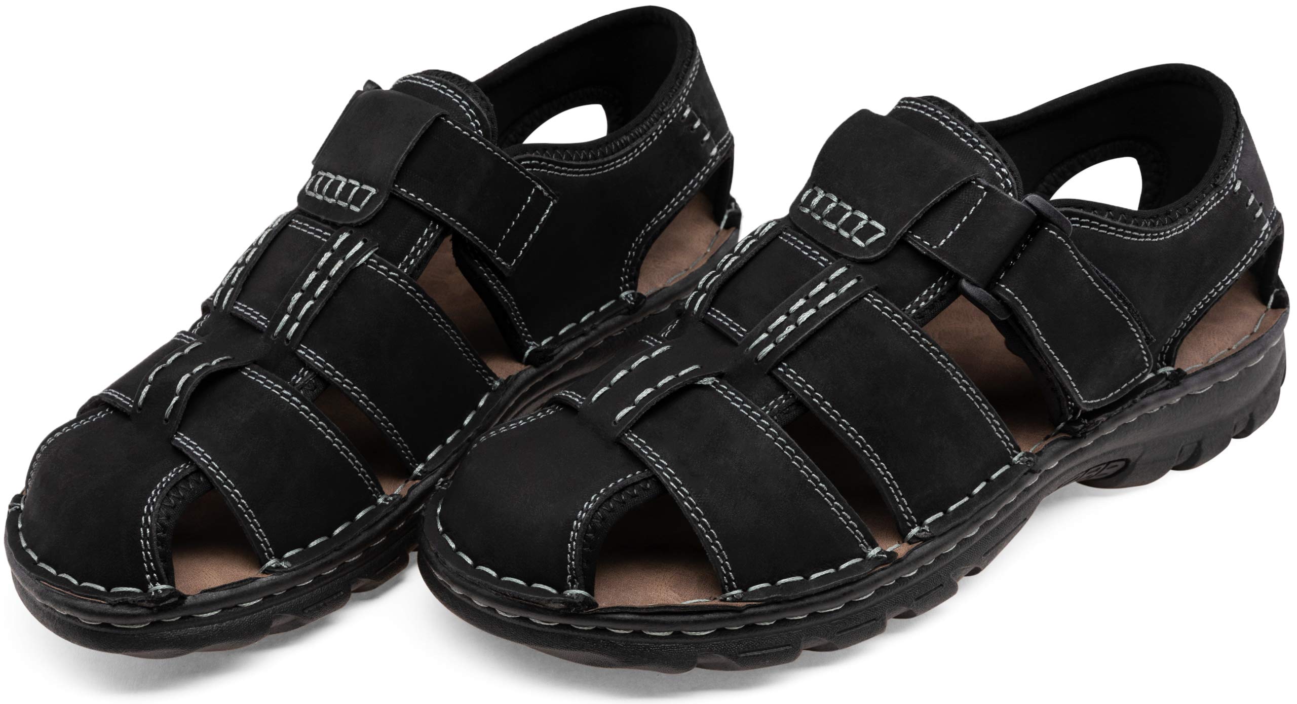 Jousen Men's Leather Open Toe Sandals - Breathable Beach & Outdoor Hiking Sandals for Summer Sports, Walking, Travel and Casual Wear