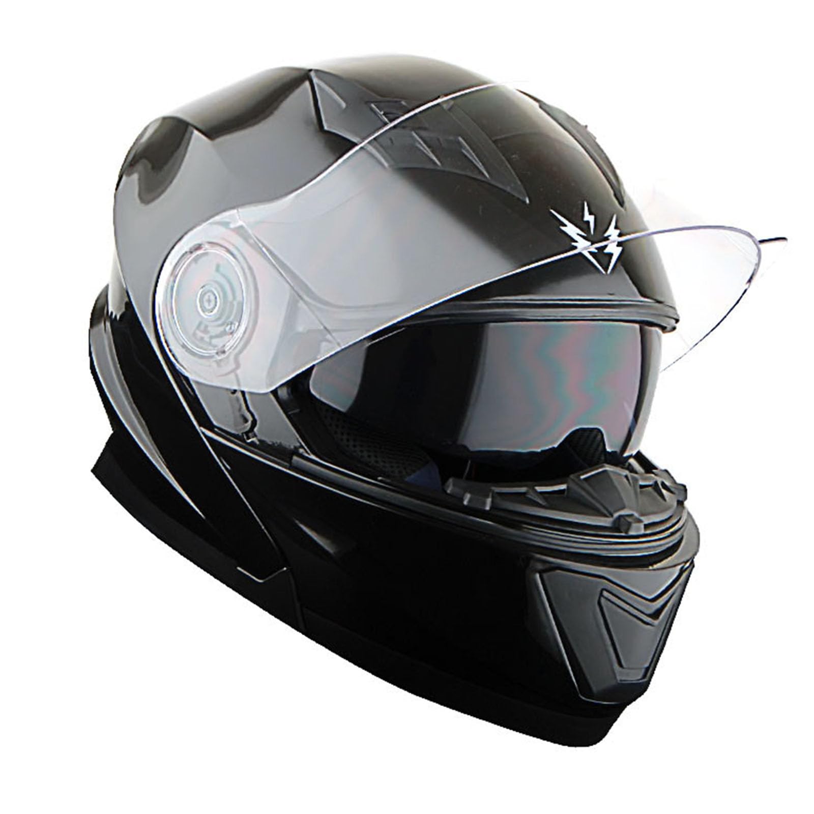 1Storm Modular Full Face Motorcycle Helmet - Glossy Black with Dual Visor Sun Shield & Rechargeable LED Tail Light - DOT Approved for Safe Riding - Perfect for Street Bikes, Cruisers, and Commuting