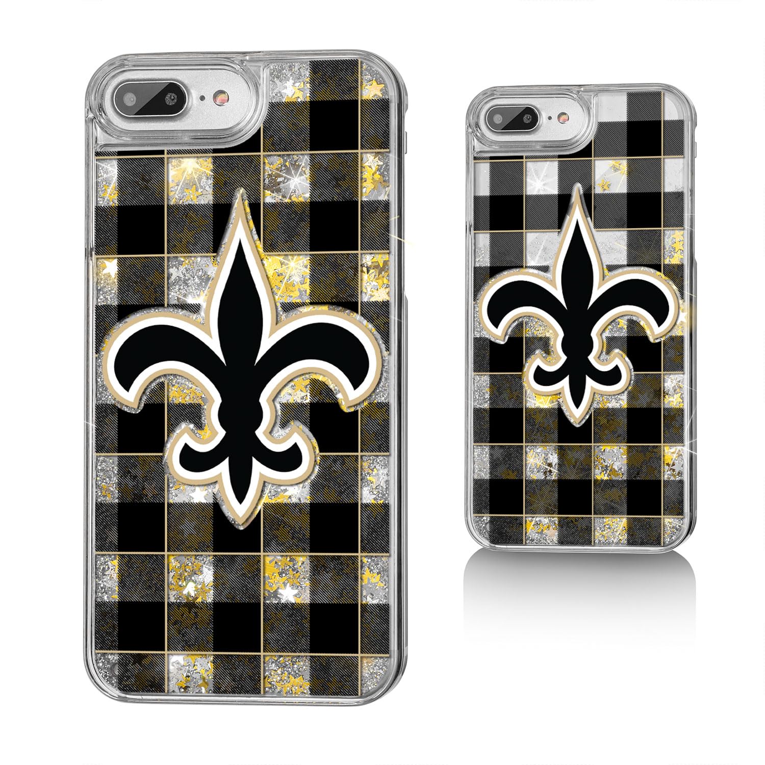 New Orleans Saints iPhone Case - Plaid Glitter Design for iPhone 11/12/13/14/15 Pro Max - Protective & Stylish Football Fan Accessory (Perfect for Game Day & Saints Pride)