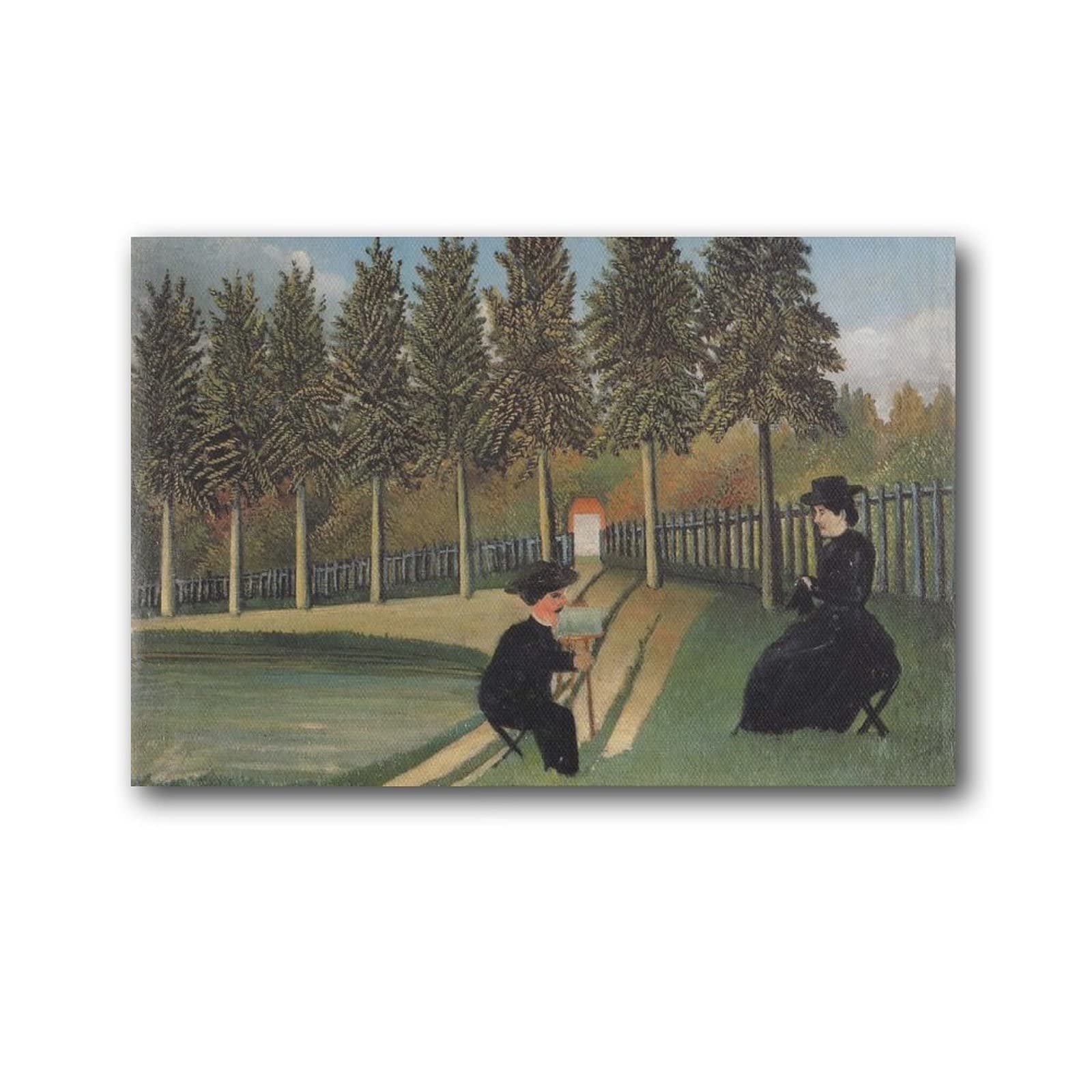 Henri Rousseau 'The Artist Painting His Wife' Canvas Art Print - 20x30 inch (50x75cm) Wall Decor for Living Room, Bedroom & Office - Perfect Gift for Art Lovers & Home Decoration