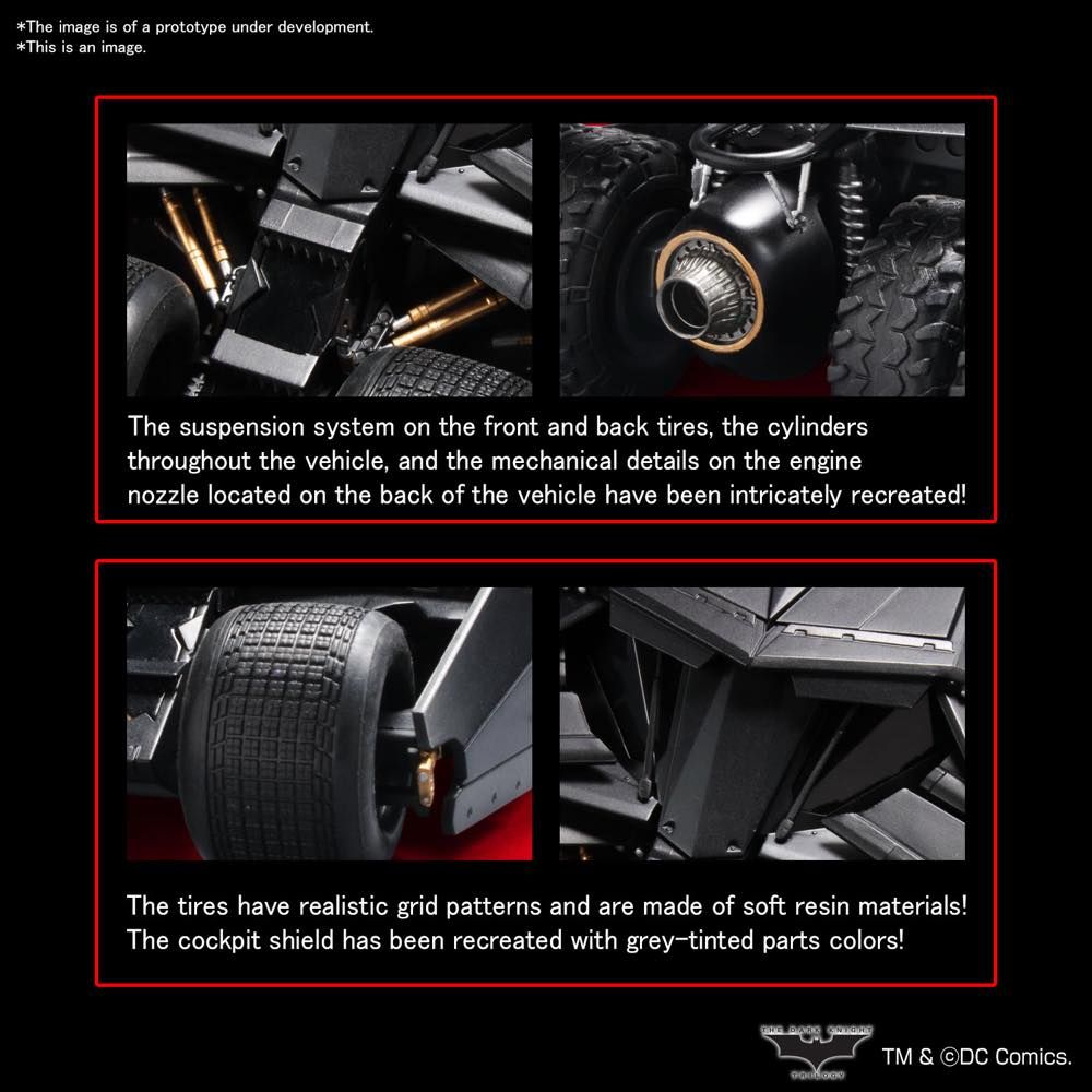 Bandai 1/35 The Dark Knight Trilogy Batmobile (Tumbler) Batman Begins Version Model Kit - Collectible DC Comics Movie Replica for Display & Action Scenes