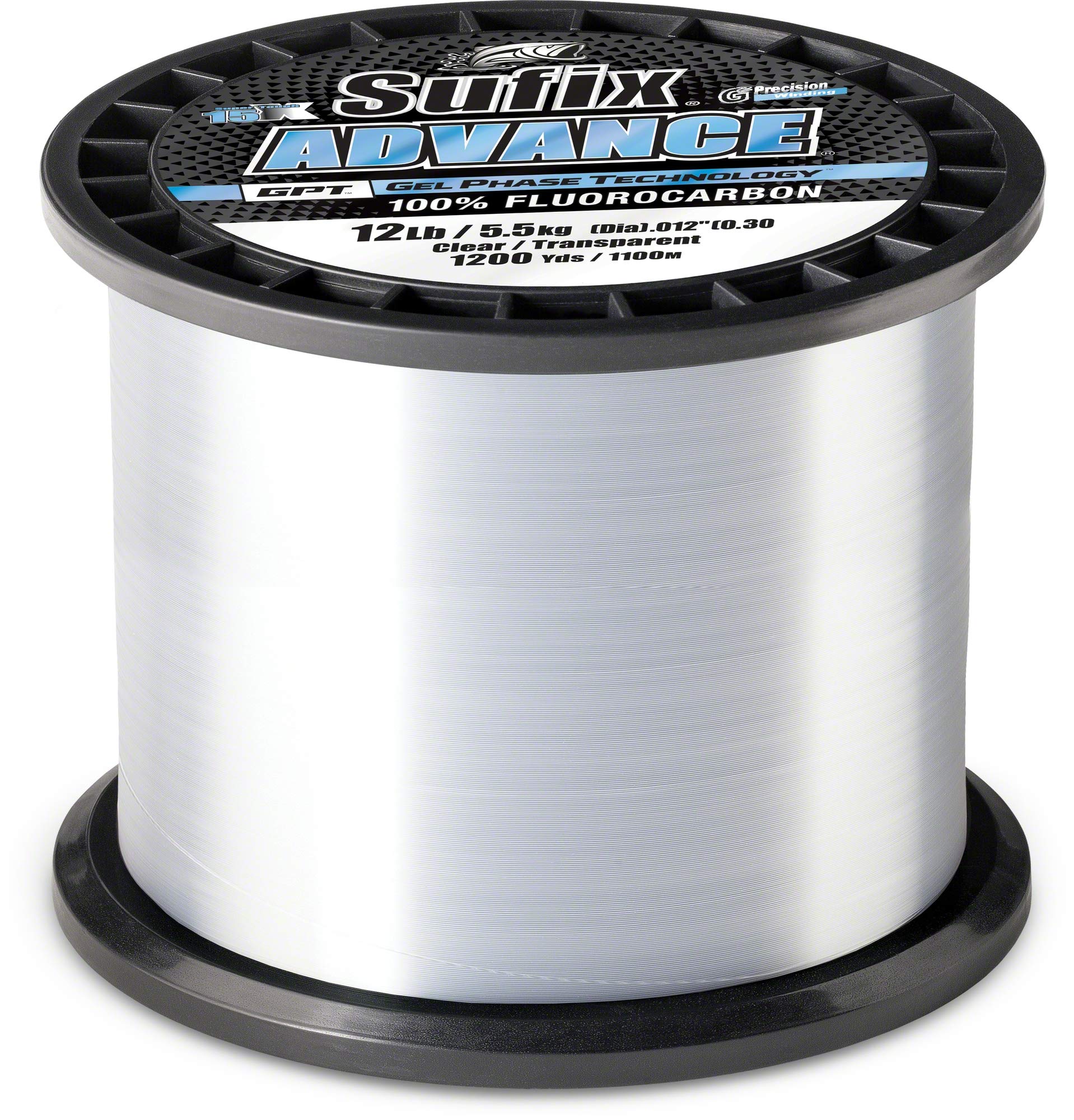 Sufix Advance Fluorocarbon Fishing Line - 1200 Yard Bulk Spool - Invisible Underwater Leader Line for Bass, Trout & Saltwater Fishing - Premium Low-Visibility Monofilament for Clear Water Conditions