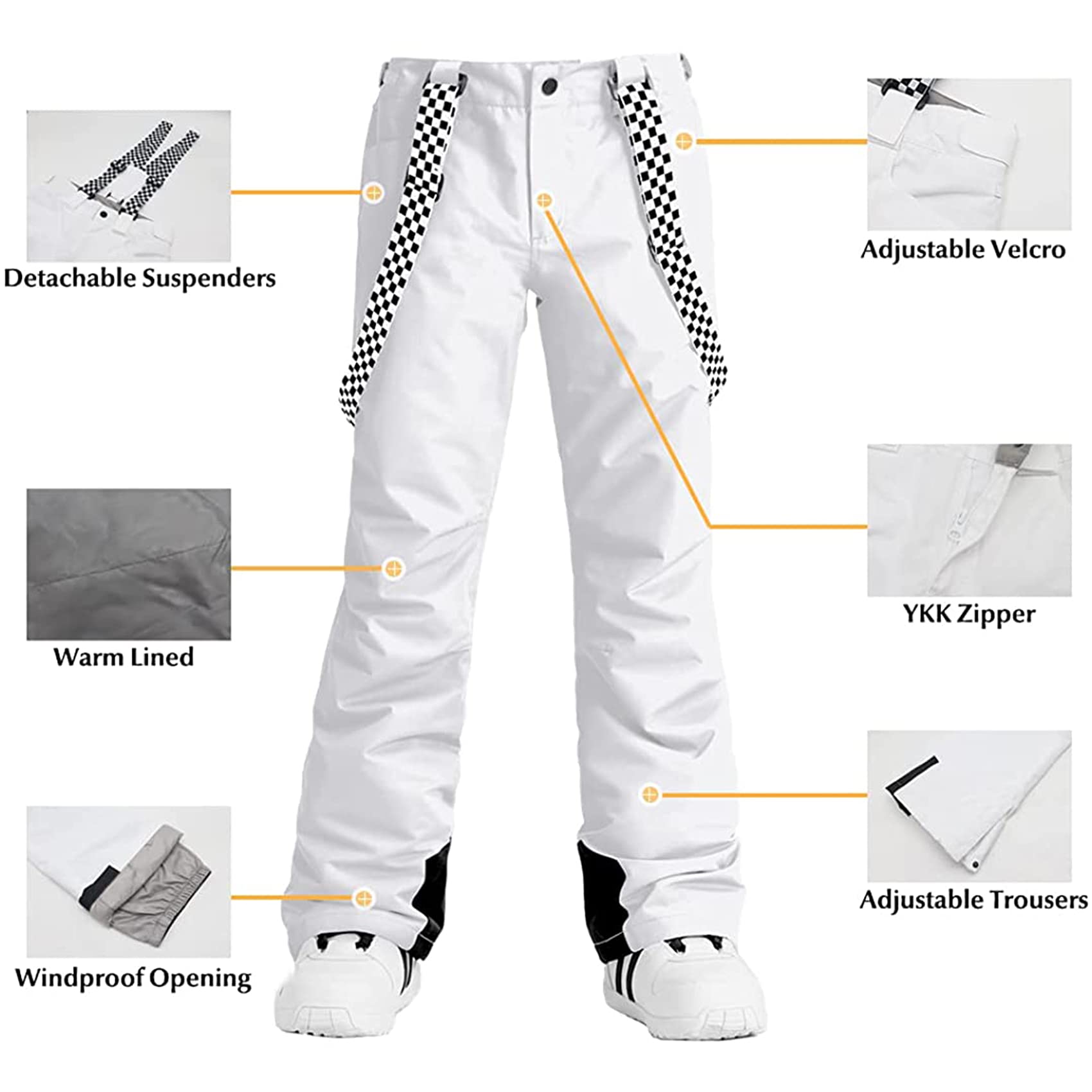 IMPHUT Women's Waterproof Ski Pants - Winter Snowboard Bib Overalls for Skiing, Hiking & Snow Sports - Warm Insulated Snow Pants for Outdoor Activities