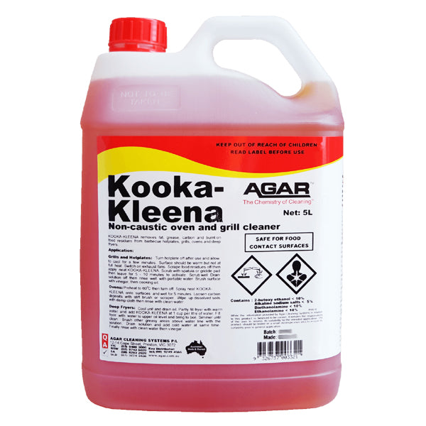 Agar Kooka Kleena Non-Caustic Oven & Grill Cleaner - Heavy Duty Degreaser for Commercial Kitchens & Home BBQ