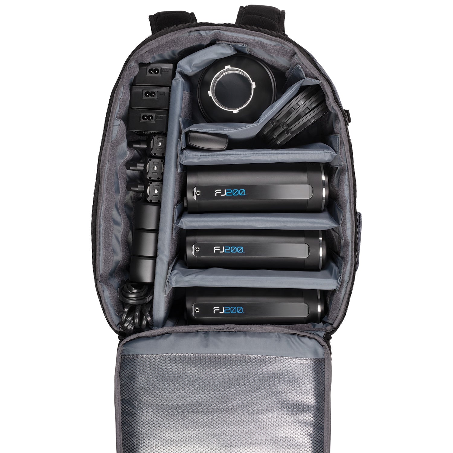 FJ200 Strobe 3 Light Backpack Kit - Professional Photography Lighting for Outdoor & Studio Shoots - Perfect for Portrait, Fashion, and Event Photography