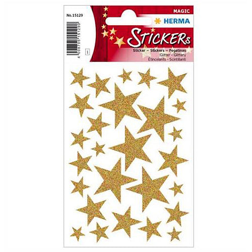 Gold Glitter Star Stickers - 15129 Pack, Self-Adhesive Decorative Stickers for Scrapbooking, DIY Crafts, Party Decorations, and School Projects