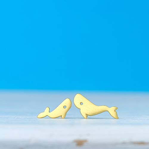 14K Solid Gold Whale Earrings - Mother & Baby Mismatched Stud Set in 9K/18K Options | Ocean-Themed Minimalist Jewelry for Women, Girls & Boys | Perfect for Beach Vacations, Gifts & Everyday Wear | ZoozJewelry