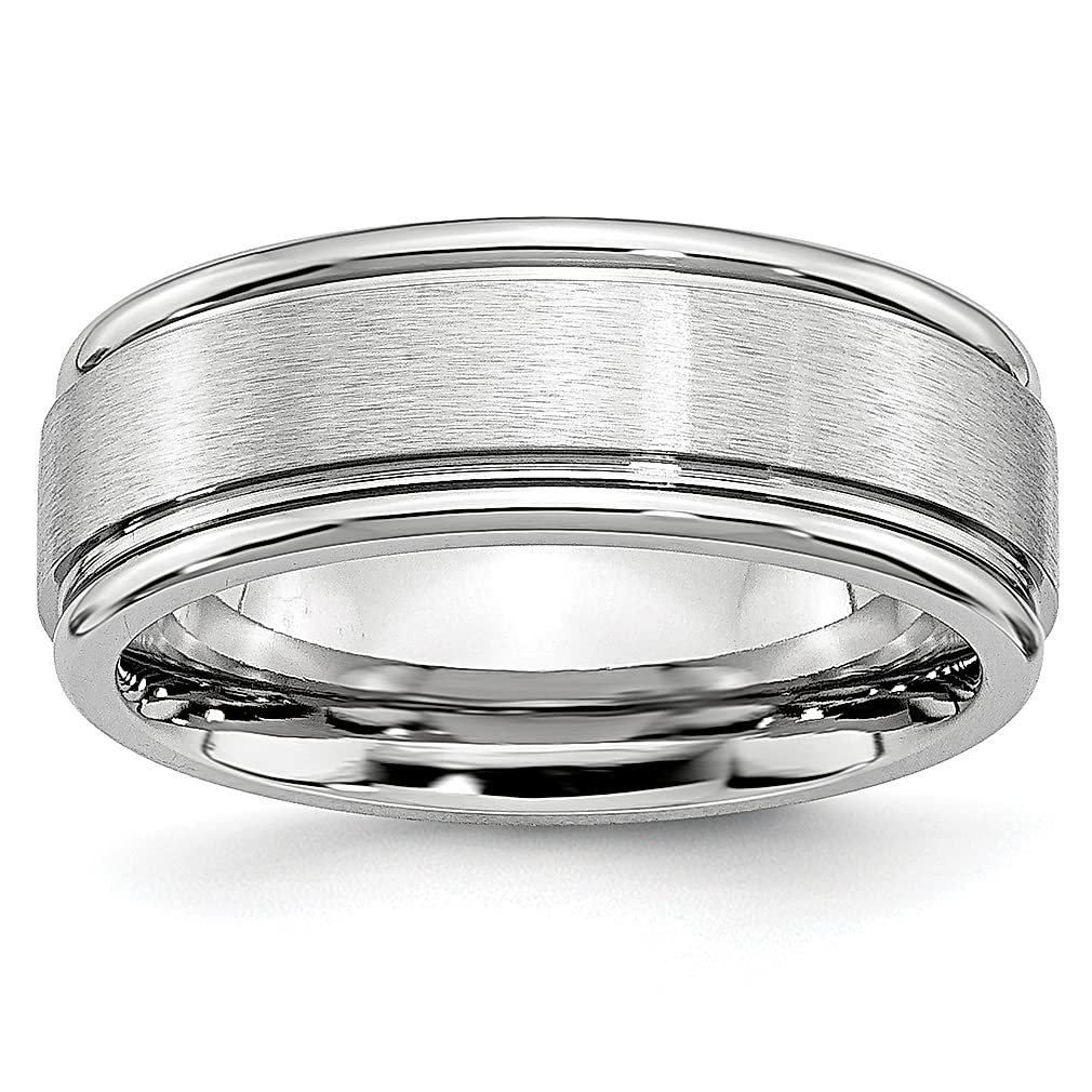 Cobalt Ridged Edge 8mm Wedding Band - Classic Flat Ring for Women | Durable & Stylish Jewelry Gift for Her | Perfect for Anniversaries, Engagements & Special Occasions
