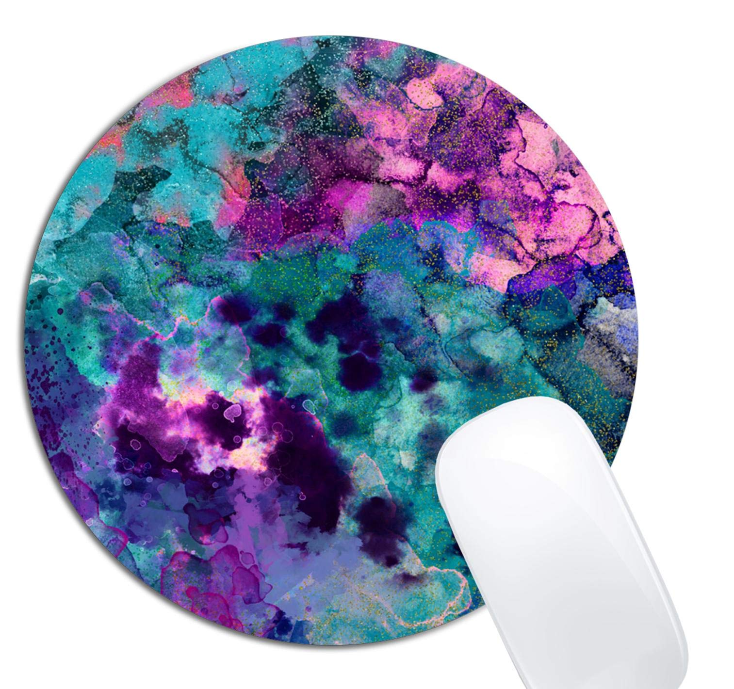 Non-Slip Round Watercolor Mouse Pad - Custom Artistic Rubber Mousepad for Laptop & Office Computer (Cute Desk Decor Accessory) - Perfect for Home Office, Gaming & Workspace Setup