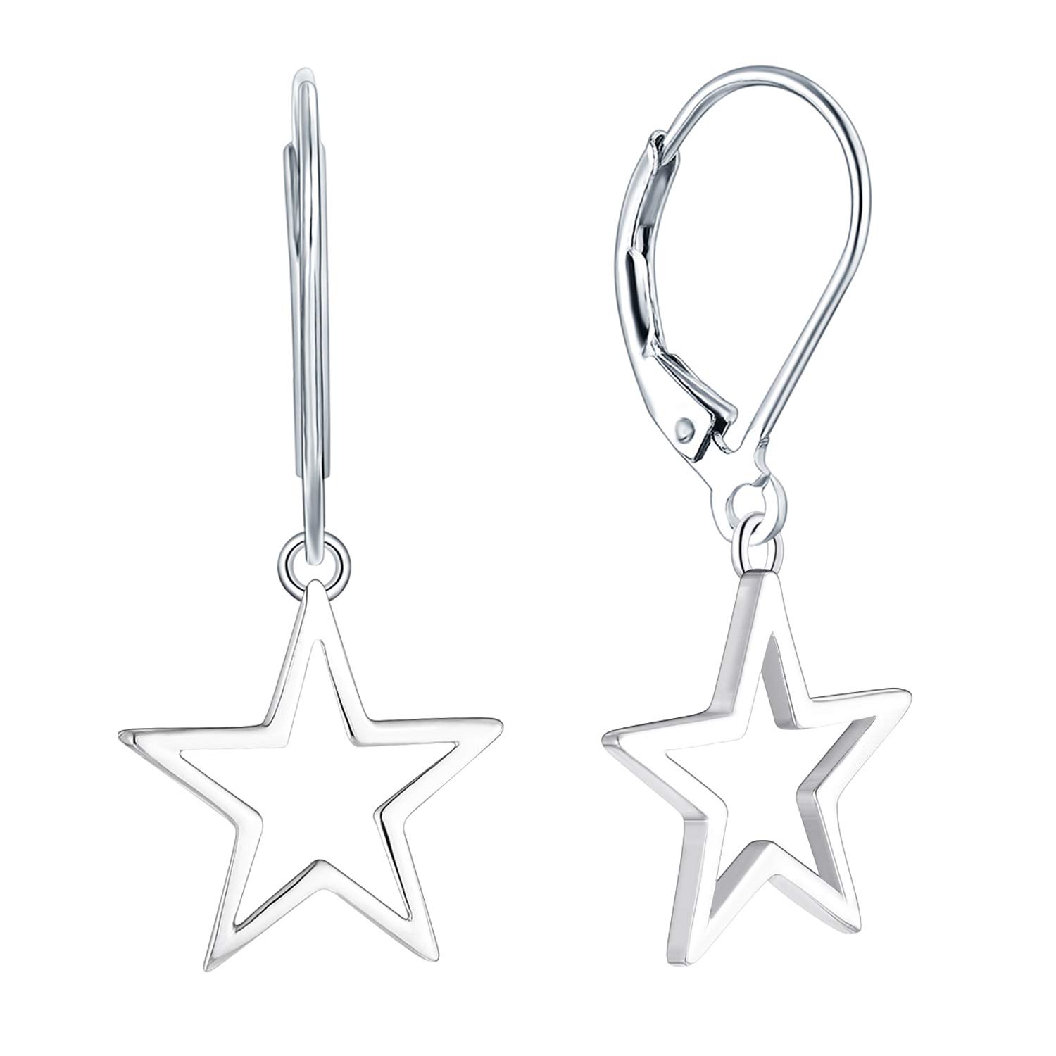 JO WISDOM Women's Star Earrings - 925 Sterling Silver Leverback Dangle & Drop Earrings for Women | Elegant Jewelry Gift for Birthday, Anniversary & Special Occasions
