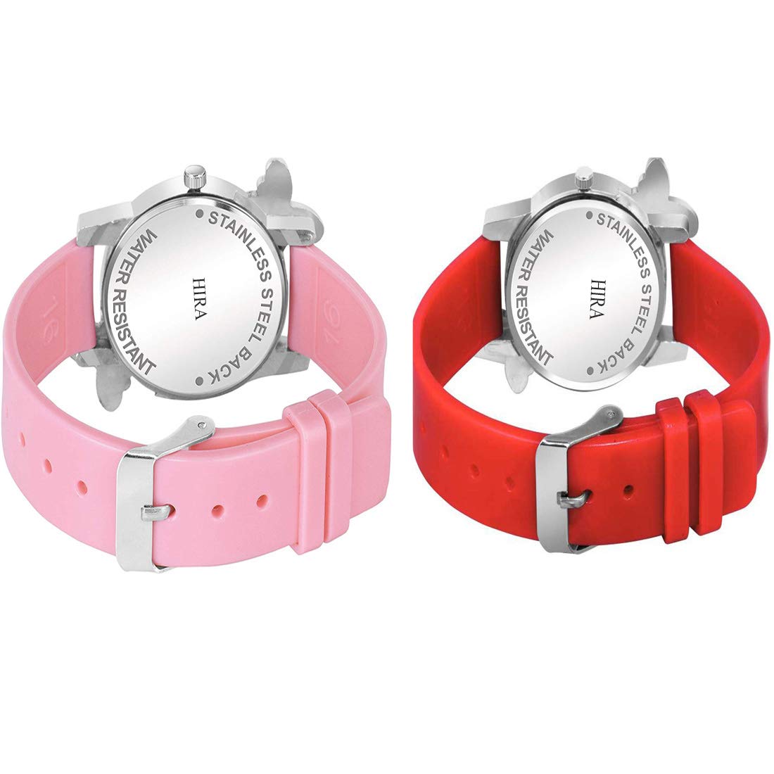 HIRA Red and Pink Butterfly Diamond Dial Women's & Girl's Watches Set - Elegant Fashion Watch for Daily Wear, Parties, and Special Occasions