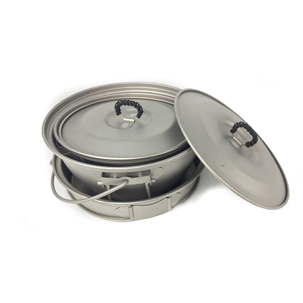 Ultimate Titanium Camping Cookware Set - Lightweight Outdoor Cooking Kit with Hanging Pot & Frying Pan for Backpacking, Hiking & Survival | Portable Camp Stove Accessories for RV, Picnic & Adventure Cooking