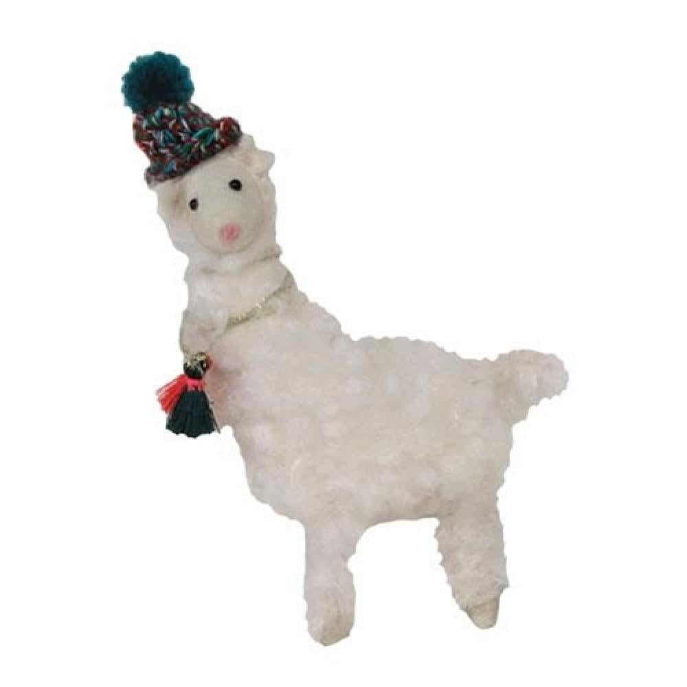 Soft Felted Fluffy Llama Plush Toy with Cute Beanie Hat - Perfect for Kids' Room Decor, Birthday Gifts & Cozy Home Accents