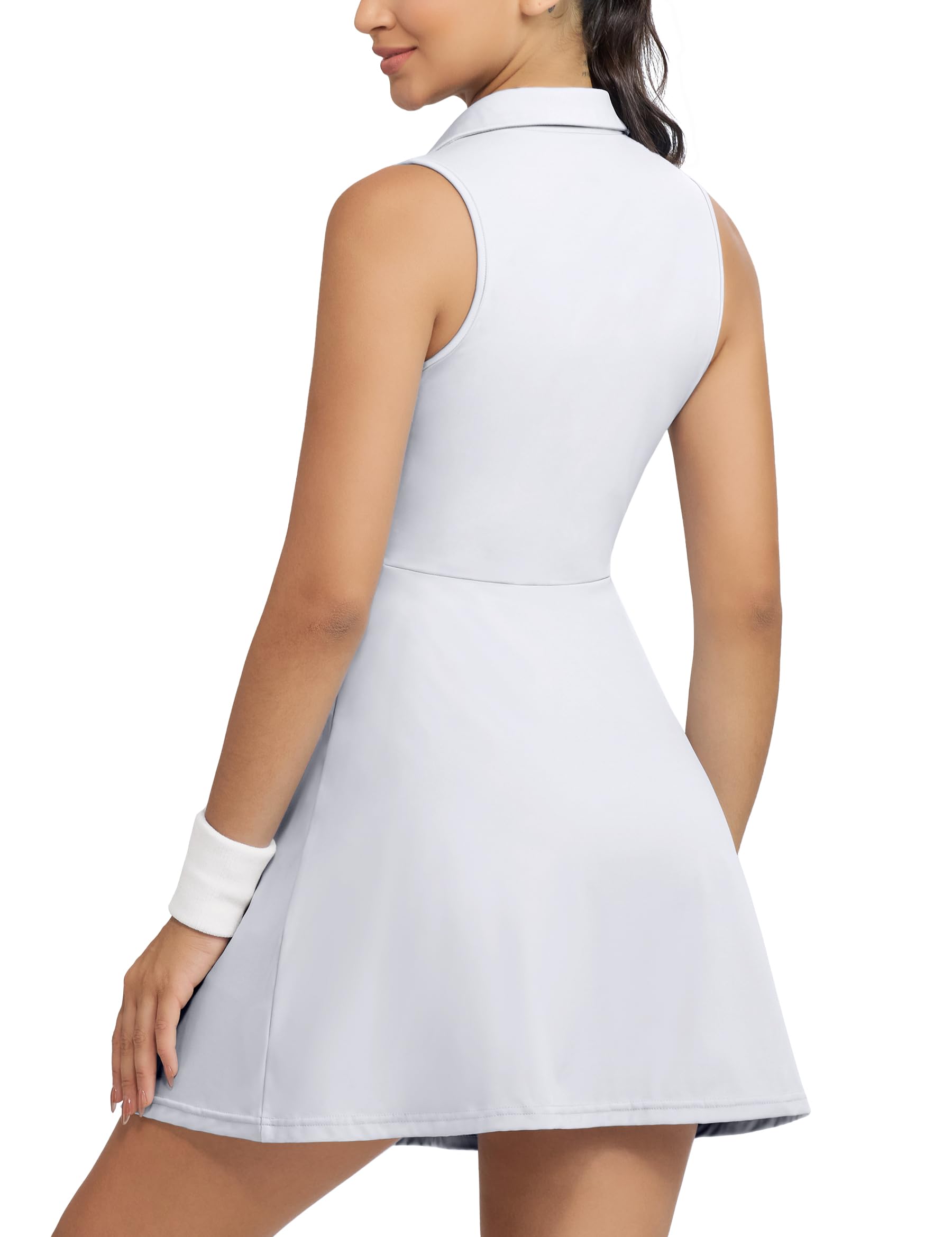 Fengbay Women's Tennis Dress with Built-in Shorts & 4 Pockets - Sleeveless Athletic Golf Dress for Workout, Running & Sports Activities