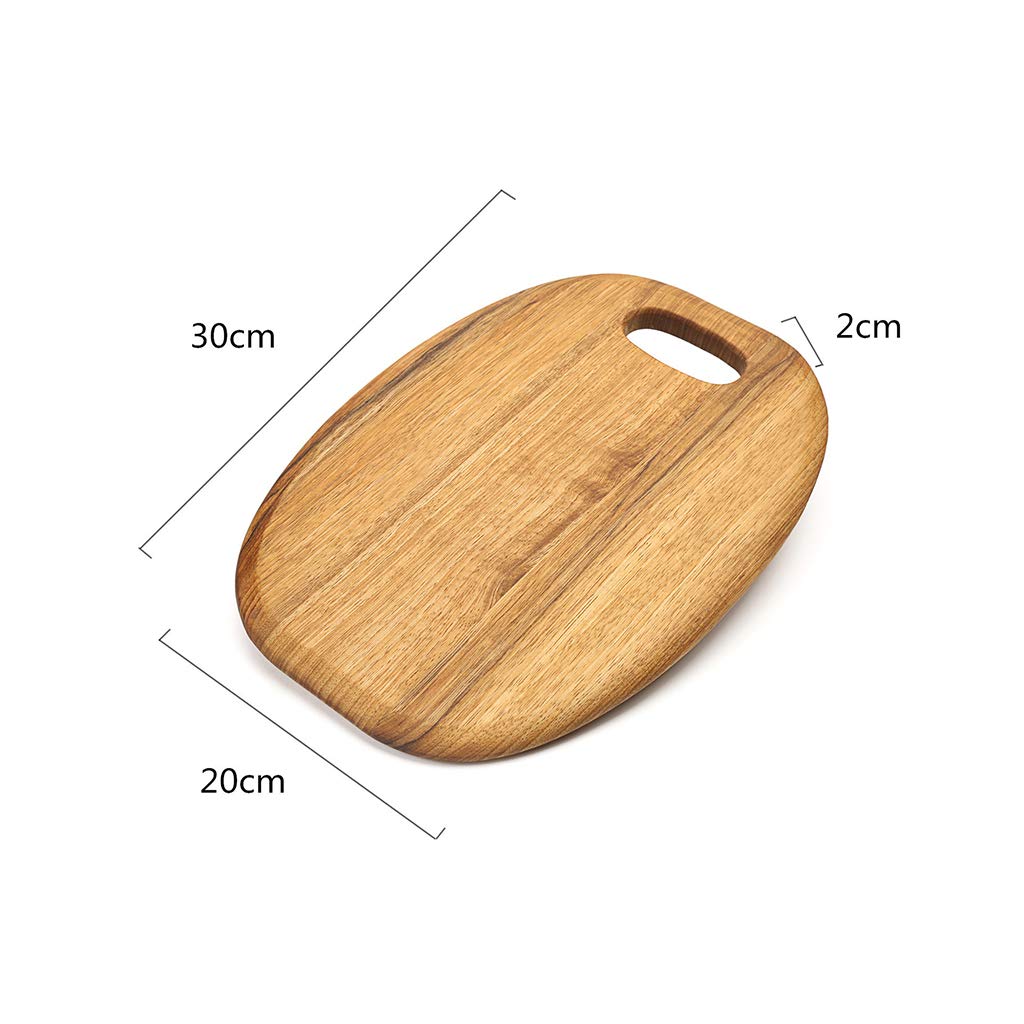 Premium Solid Wood Round Chopping Board with Handle - 2cm Thick Kitchen Cutting Board for Bread, Fruits & Desserts - 2 Size Options - Perfect for Home Kitchen, Baking & Food Presentation