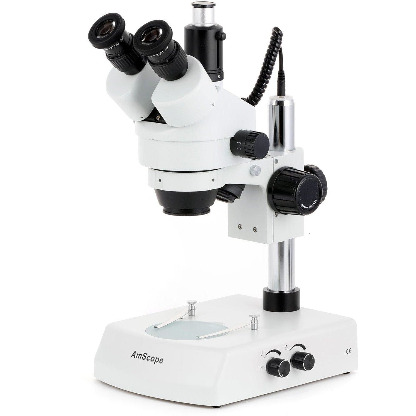 AmScope SM-2 Series Trinocular Stereo Microscope 3.5X-45X Magnification with LED Dual Illumination - Perfect for Jewelry Inspection, Coin Collecting, and Scientific Research