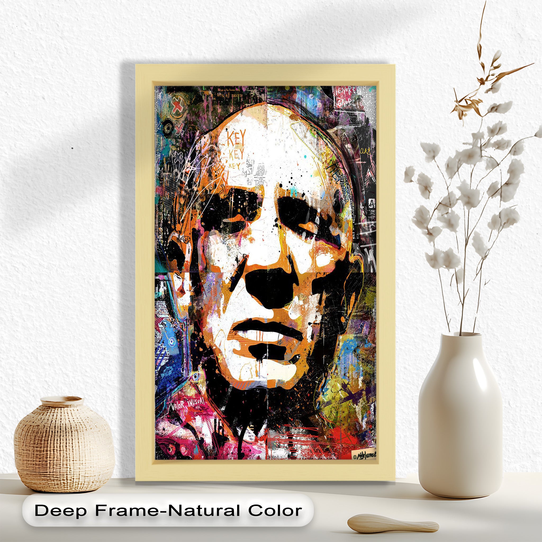 Abstract Urban Face Portrait Wall Art - Modern Pop Art Oil Painting for Living Room, Bedroom & Office Decor