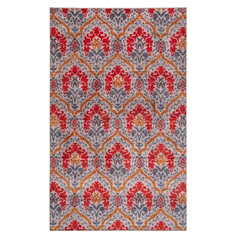 Chloe Floral Damask Non-Slip Washable Indoor Area Rug - Soft Living Room Carpet, Bedroom Runner for Home Decor