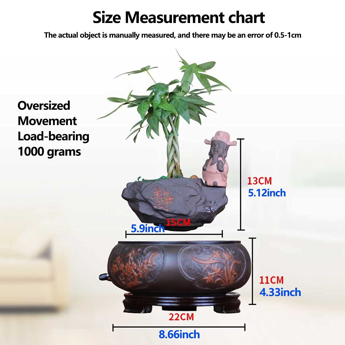 Levitating Air Bonsai Pot - 360° Rotating Magnetic Floating Planter, Classic Ceramic Desktop Decor for Home, Office, Living Room | Perfect Gift for Plant Lovers & Unique Home Decor (Ideal for Zen Gardens, Modern Spaces & Desk Decorations)