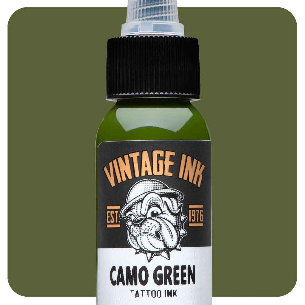 Premium Camo Green Eternal Ink - Long-Lasting, Vibrant Tattoo Ink for Professional Artists & Tattoo Enthusiasts | Perfect for Sleeves, Cover-Ups & Detailed Tattoo Designs