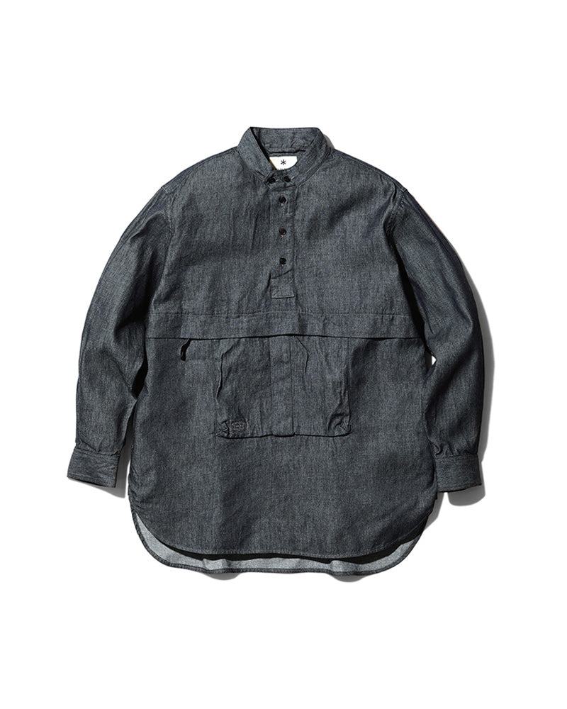 Takibi Light Denim Utility Pullover Jacket for Men - Casual Outdoor Workwear for Hiking, Camping & Everyday Wear