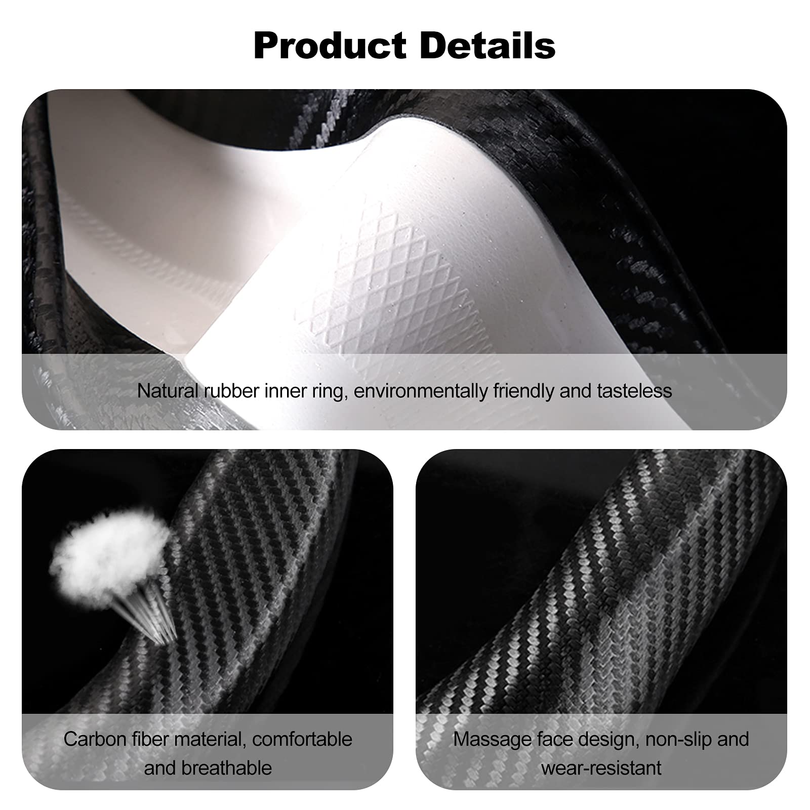 Premium Carbon Fiber Steering Wheel Cover - Anti-Slip, Breathable & Sweat Absorbent for 15
