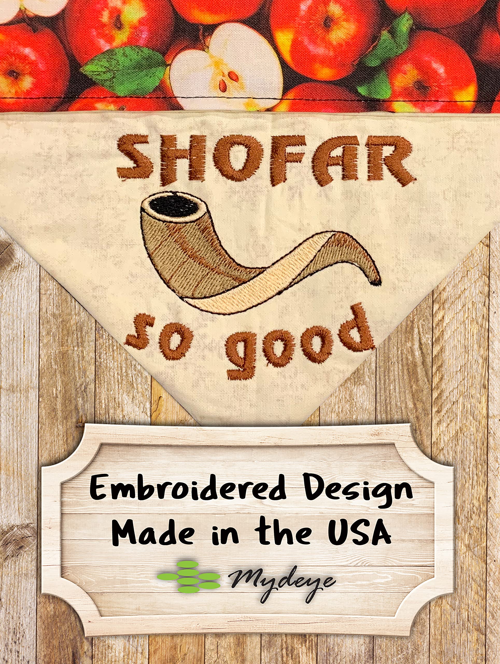 Shofar So Good Dog Bandana - Embroidered Rosh Hashanah Pet Bandana for Small to Medium Dogs | Over-the-Collar Design for Jewish Holiday Celebrations & Daily Walks