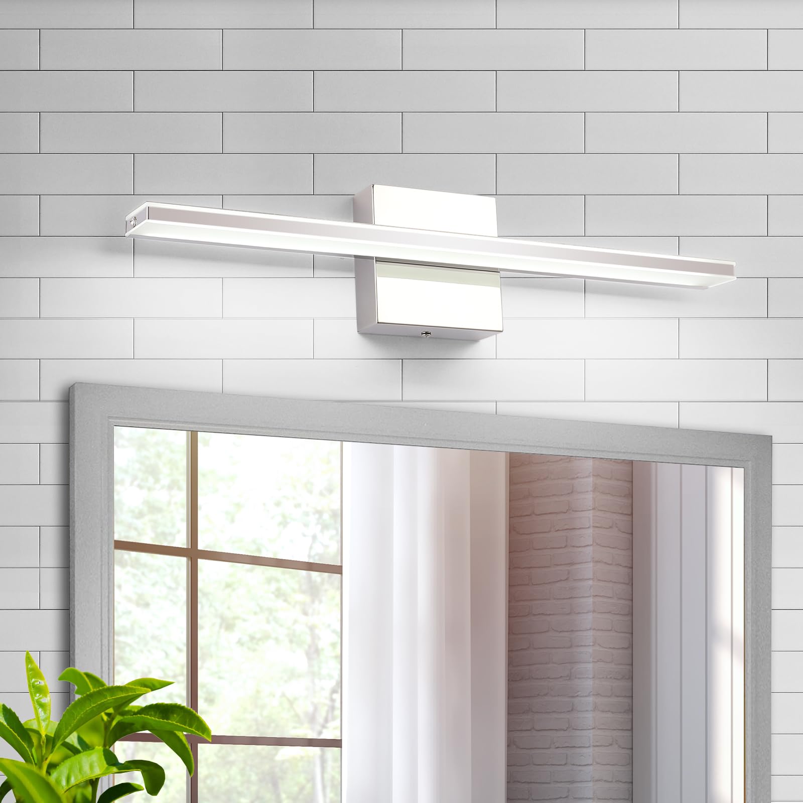 20 Inch LED Vanity Light Bar - 12W Modern Chrome Bathroom Mirror Lighting Fixture with Acrylic Shade for Vanity, Makeup & Bathroom Wall Decor - Perfect for Home, Spa & Salon Use