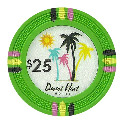 50 Desert Heat 14g Clay Poker Chips Set - Premium Casino Style Poker Chips for Texas Hold'em, Blackjack & Home Game Nights