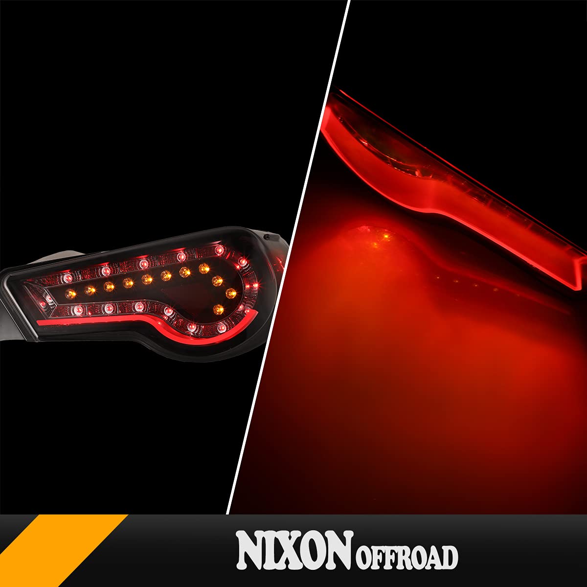 Nixon Offroad LED Tail Lights for Scion FR-S 2013-2016, Toyota 86 & Subaru BRZ 2013-2020 - Sequential Turn Signal, Smoked Lens (Jet Black) - Upgrade Your Car's Style & Safety for Night Driving & Custom Looks