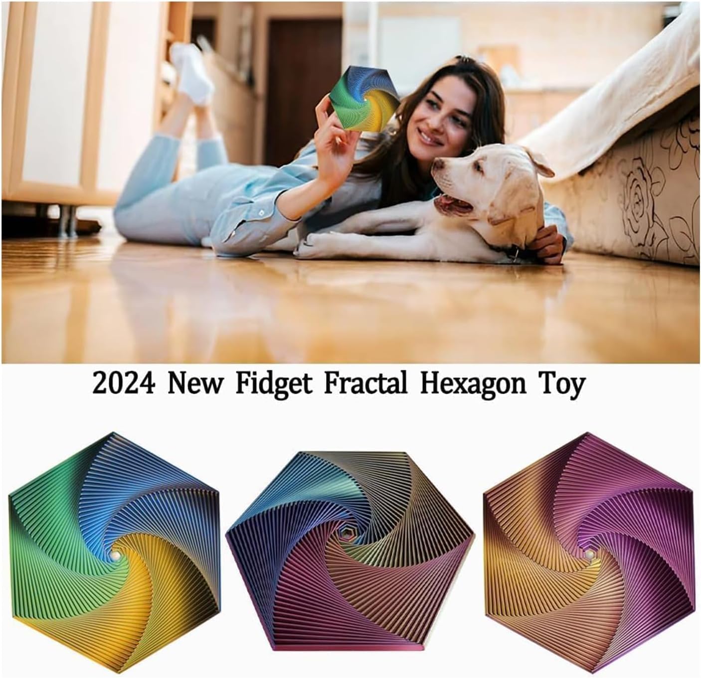 3D Printed Fractal Fidget Hexagon Toy - Kinetic Desk Spinner, Infinity Cube & Mindful Meditation Sensory Tool for Adults - Perfect for Stress Relief, Office Focus & Anxiety Management