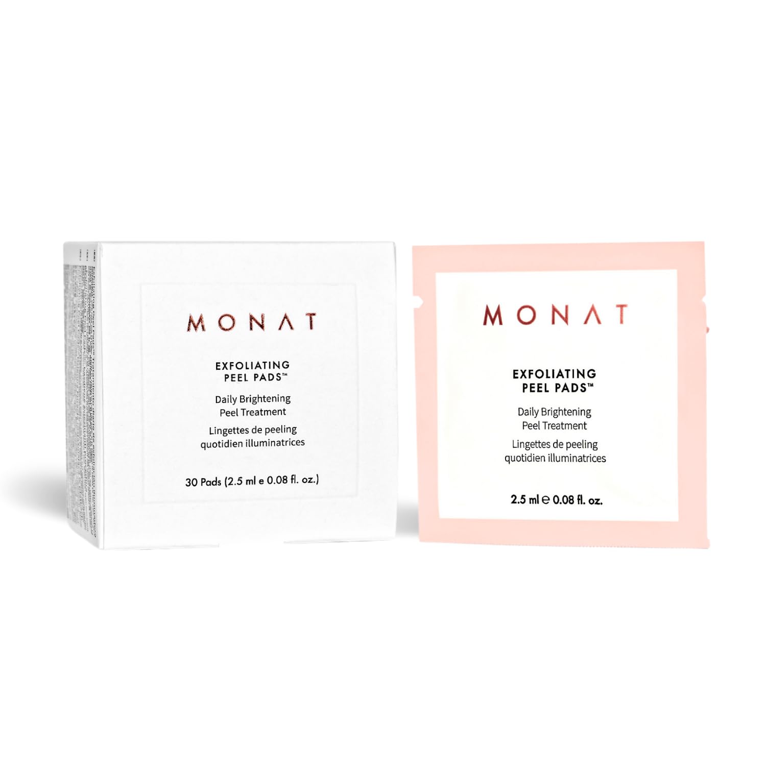 MONAT Exfoliating Peel Pads for Face - Gentle Exfoliating Facial Pads with Natural Ingredients for Radiant Skin - Daily Skincare Treatment - Perfect for Morning & Night Routine, Travel & On-the-Go Use