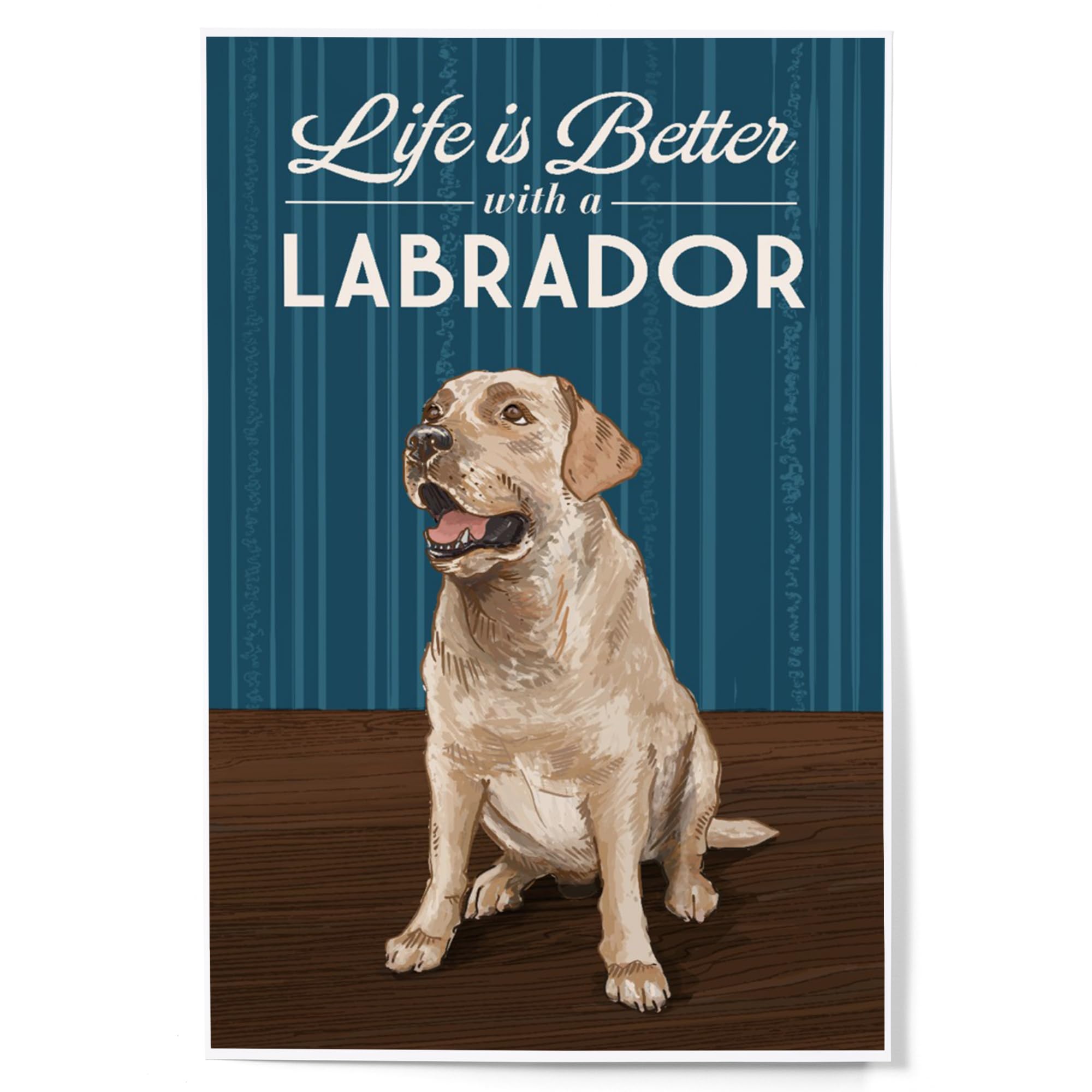 Lantern Press 12x18 Inch Yellow Labrador Retriever Art Print - Premium Wall Decor for Home & Office - Perfect for Dog Lovers, Living Room Decor & Gifts