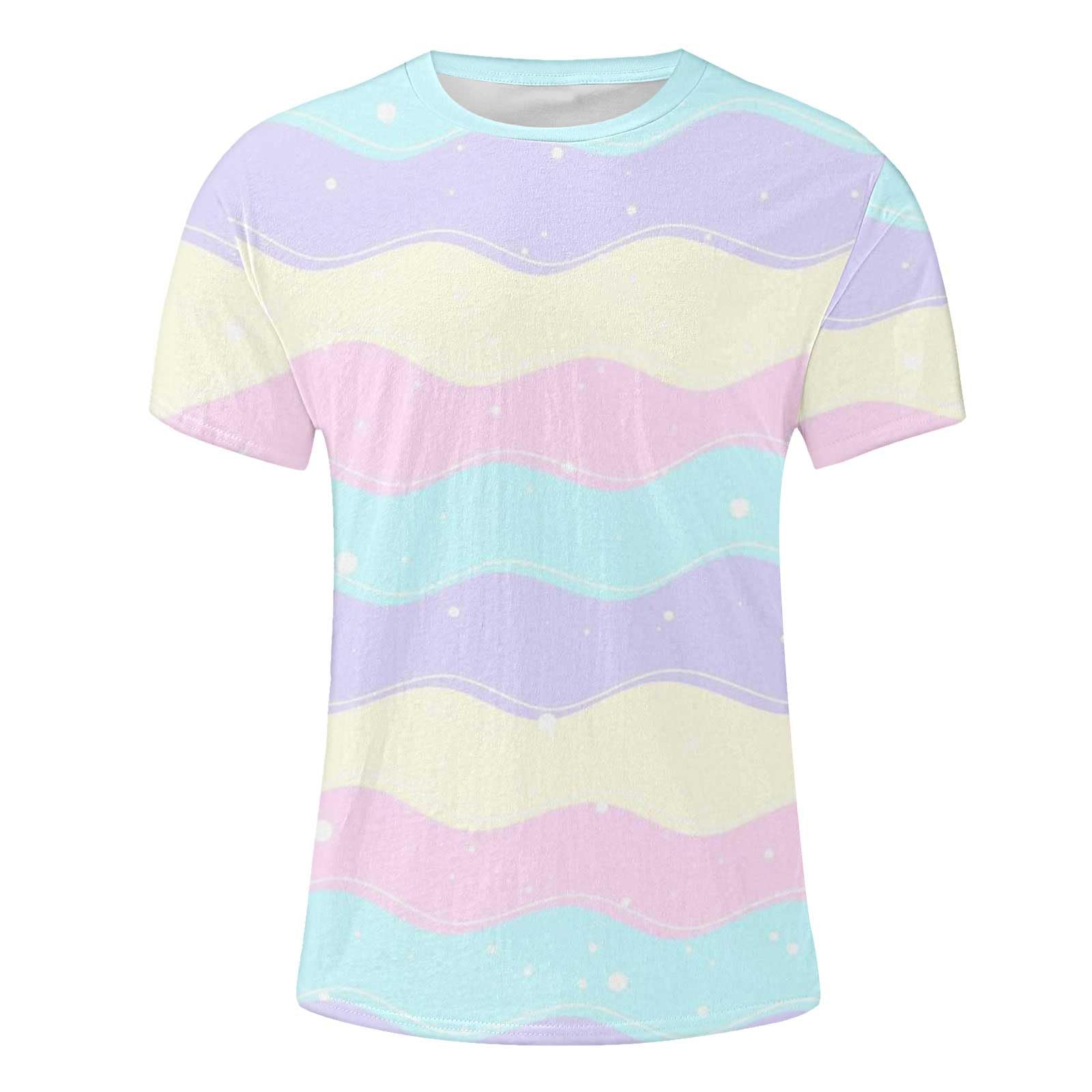 Men's Easter Print T-Shirt - Short Sleeve Graphic Tee with Striped Color Block Design - Summer Fashion Holiday Top for Casual Wear, Easter Celebrations & Outdoor Activities