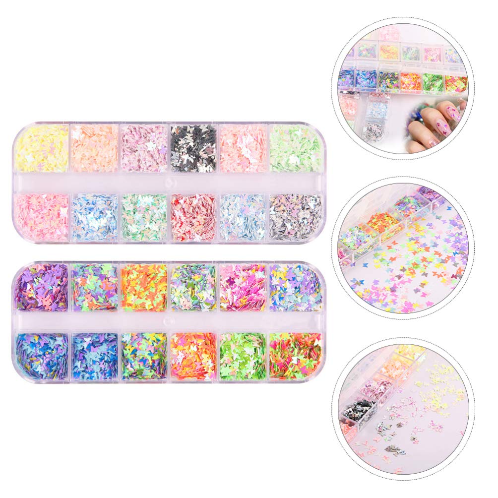 EXCEART 2 Pack DIY Nail Art Sequins & Eyeshadow Flakes - Face Glitter, Nail Stickers, Embellishments, Confetti for Nail Art & Eye Makeup - Super Flash Glitter for Parties, Halloween, Cosplay & Special Occasions