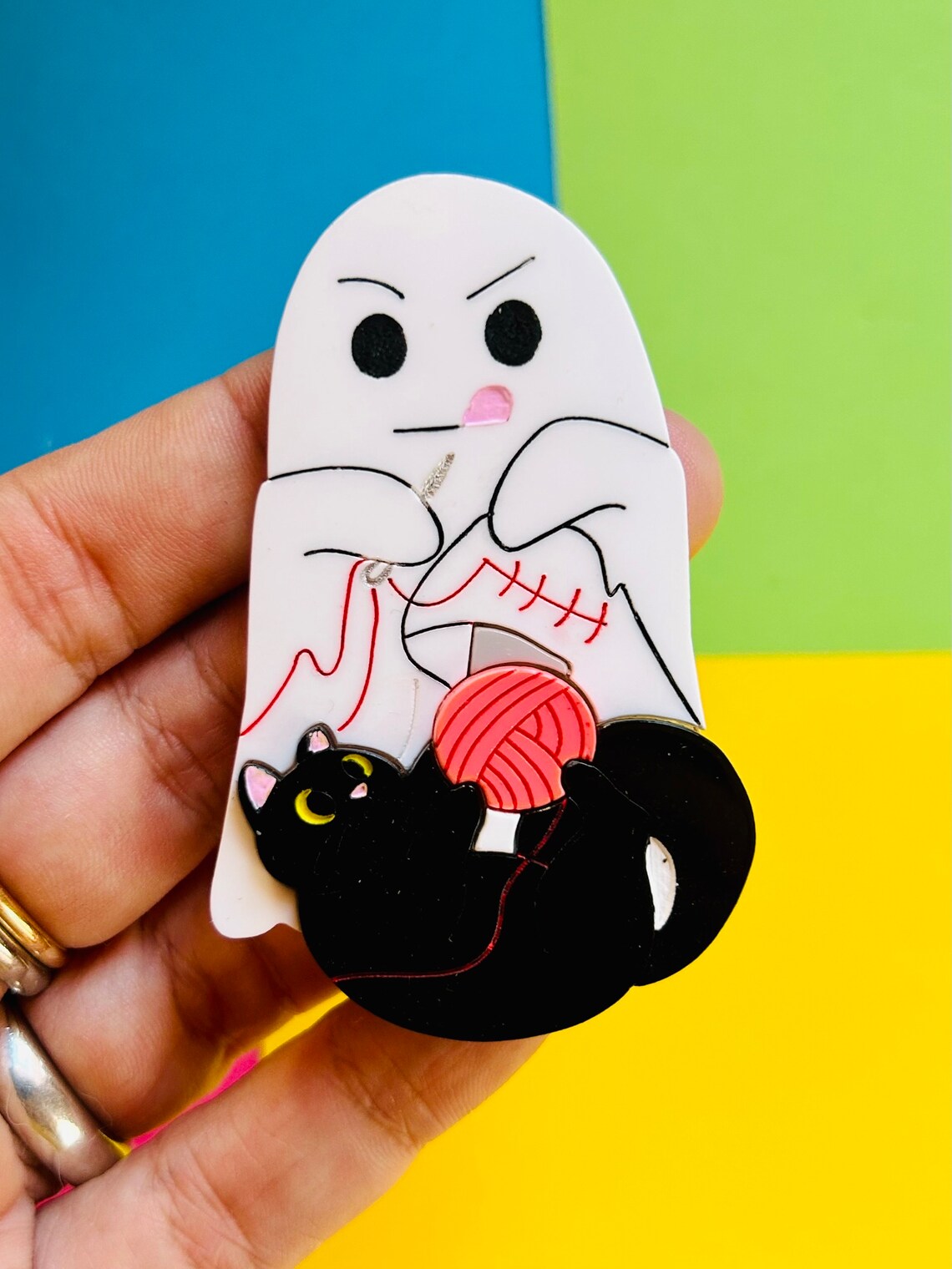 Adopt a Cat They Said Part 2 - Funny Sewing Problems Acrylic Brooch Pin by Makokot Design - Perfect Gift for Cat Lovers & Sewing Enthusiasts